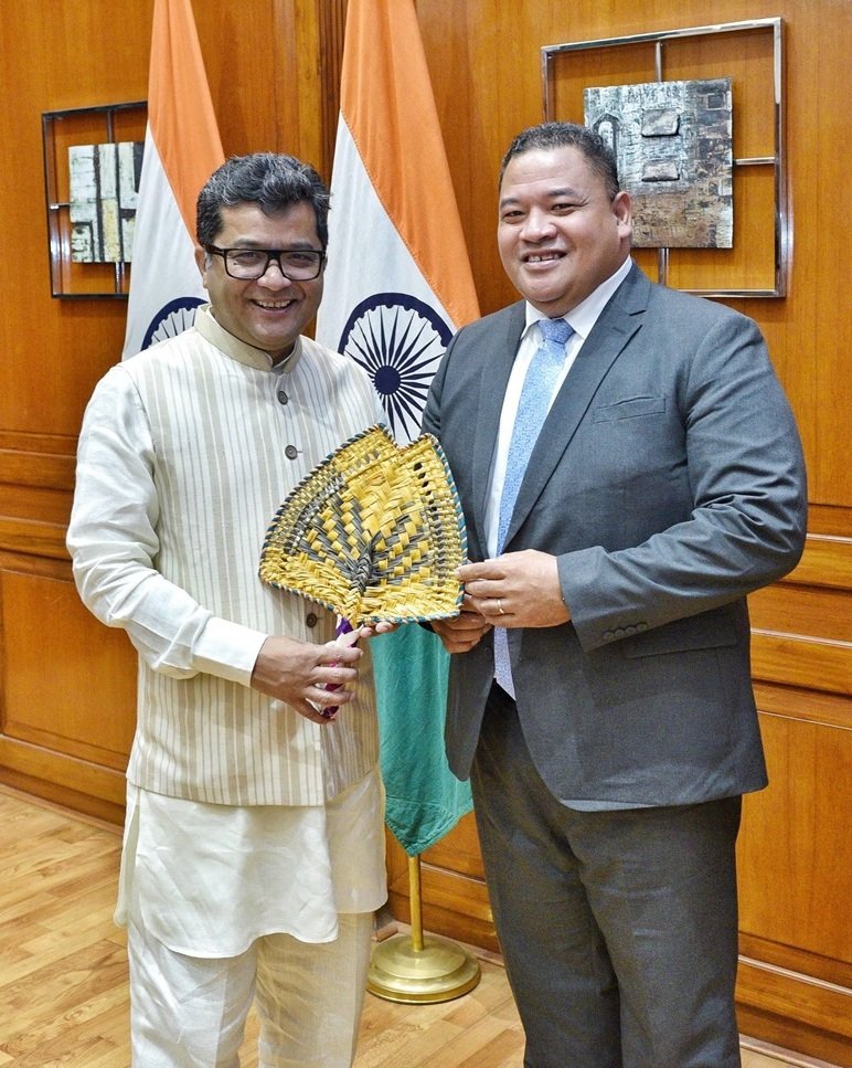 Tuvalu's Minister of Home Affairs Hon'ble Maina Talia called on Minister of State for External Affairs; and Textiles Hon. Pabitra Margherita on 12 March 2025 in New Delhi, India.
