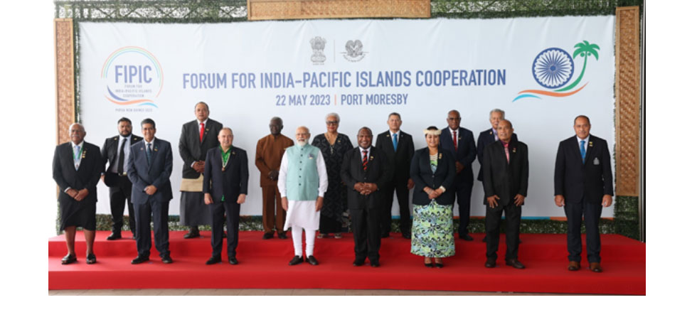 Prime Minister of India, Hon. Narendra Modi with Leaders of Pacific Island countries during the 3rd FIPIC Summit, at Port Moresby, in Papua New Guinea on 22 May, 2023.