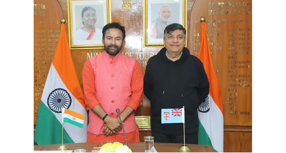 Shri G. Kishan Reddy, Hon'ble Union Minister for Tourism, Culture and Development, Government of India met with Hon. Charan Jeath Singh Minister for Multi-Ethnic Affairs and Sugar Industry, Government of the Republic of Fiji in New Delhi on 01 February 2024. 