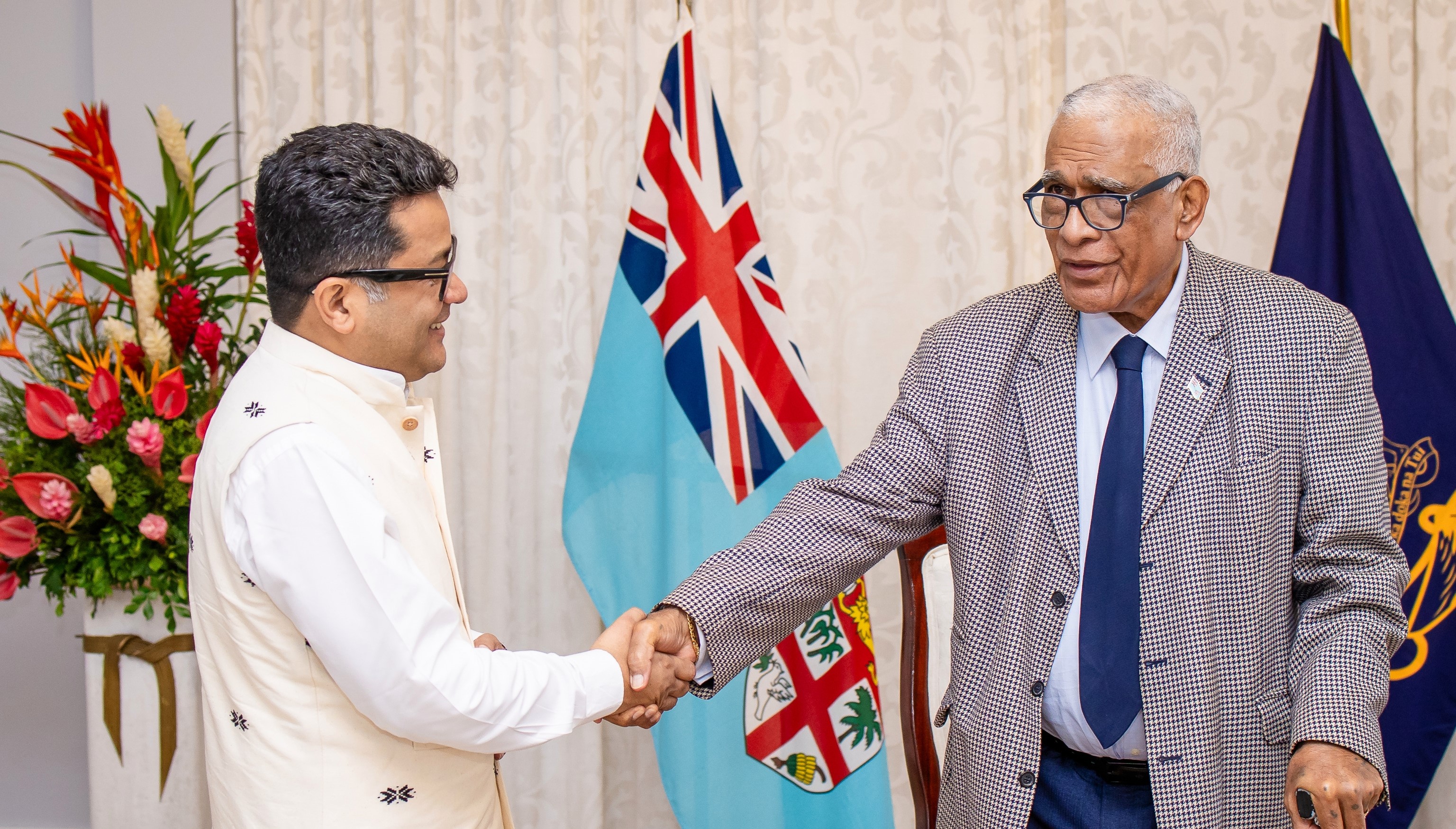 Hon. MoS for External Affairs & Textiles Shri Pabitra Margherita called on Hon. President of Fiji H.E. Ratu Naiqama Lalabalavu at the State House on 12.05.2025.